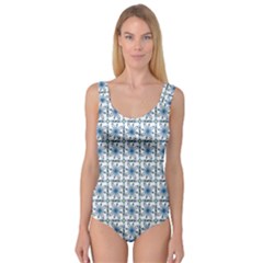 Azulejo Style Blue Tiles Princess Tank Leotard  by MintanArt