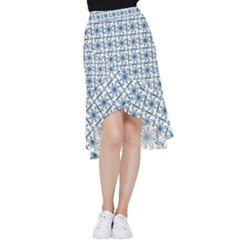 Azulejo Style Blue Tiles Frill Hi Low Chiffon Skirt by MintanArt