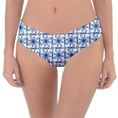 Azulejo Style Blue Tiles Reversible Classic Bikini Bottoms by MintanArt