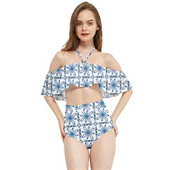 Azulejo Style Blue Tiles Halter Flowy Bikini Set  by MintanArt