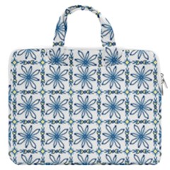 Azulejo Style Blue Tiles Double Pocket Laptop Bag by MintanArt