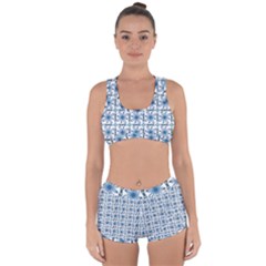 Azulejo Style Blue Tiles Racerback Boyleg Bikini Set by MintanArt