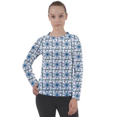 Azulejo Style Blue Tiles Women s Long Sleeve Raglan Tee