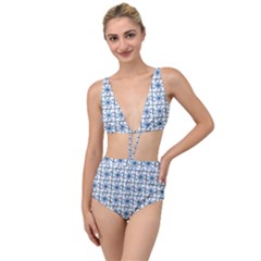 Azulejo Style Blue Tiles Tied Up Two Piece Swimsuit by MintanArt