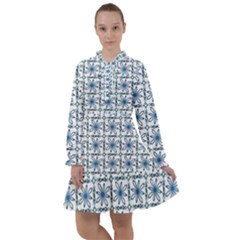 Azulejo Style Blue Tiles All Frills Chiffon Dress by MintanArt