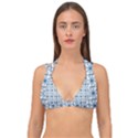 Azulejo style blue tiles Double Strap Halter Bikini Top View1