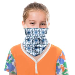 Azulejo Style Blue Tiles Face Covering Bandana (kids) by MintanArt