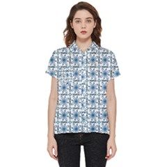 Azulejo Style Blue Tiles Short Sleeve Pocket Shirt by MintanArt