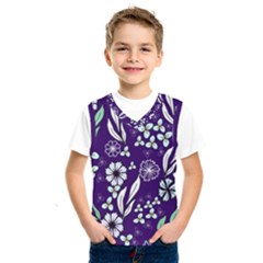 Floral Blue Pattern Kids  Basketball Tank Top by MintanArt