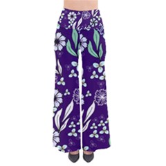 Floral Blue Pattern So Vintage Palazzo Pants by MintanArt