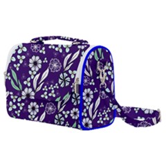 Floral Blue Pattern Satchel Shoulder Bag by MintanArt