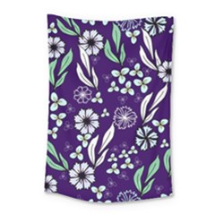 Floral Blue Pattern Small Tapestry