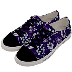 Floral Blue Pattern Men s Low Top Canvas Sneakers by MintanArt