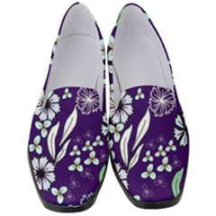 Floral Blue Pattern Women s Classic Loafer Heels by MintanArt