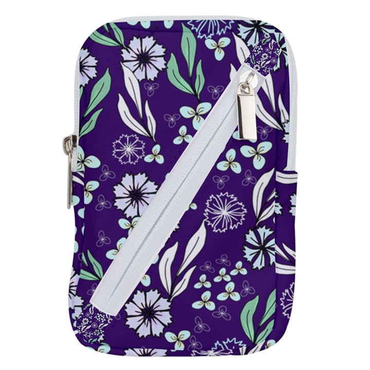 Floral blue pattern Belt Pouch Bag (Small)