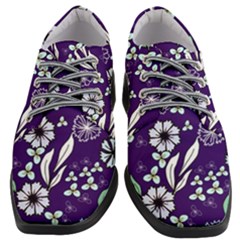 Floral Blue Pattern Women Heeled Oxford Shoes by MintanArt