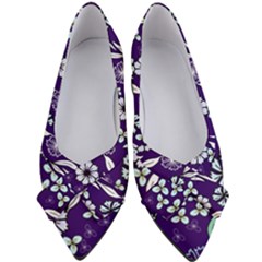 Floral Blue Pattern Women s Bow Heels by MintanArt