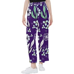 Floral Blue Pattern Women s Pants  by MintanArt