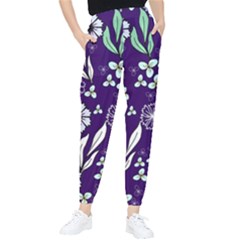 Floral Blue Pattern Tapered Pants by MintanArt