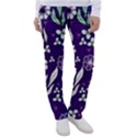 Floral blue pattern Women s Casual Pants View1