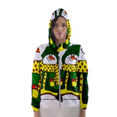 Christmas Snowman  Women s Hooded Windbreaker by IIPhotographyAndDesigns