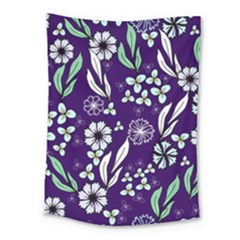 Floral Blue Pattern  Medium Tapestry by MintanArt