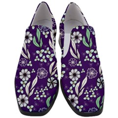 Floral Blue Pattern  Women Slip On Heel Loafers by MintanArt