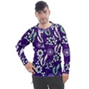 Floral blue pattern  Men s Pique Long Sleeve Tee View1