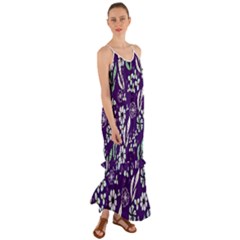 Floral Blue Pattern  Cami Maxi Ruffle Chiffon Dress by MintanArt