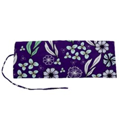 Floral Blue Pattern  Roll Up Canvas Pencil Holder (s) by MintanArt