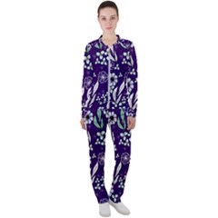 Floral Blue Pattern  Casual Jacket And Pants Set by MintanArt