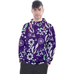 Floral Blue Pattern  Men s Pullover Hoodie by MintanArt