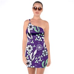 Floral Blue Pattern  One Soulder Bodycon Dress by MintanArt