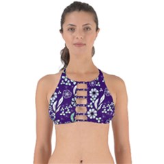 Floral Blue Pattern  Perfectly Cut Out Bikini Top by MintanArt