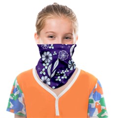 Floral Blue Pattern  Face Covering Bandana (kids) by MintanArt