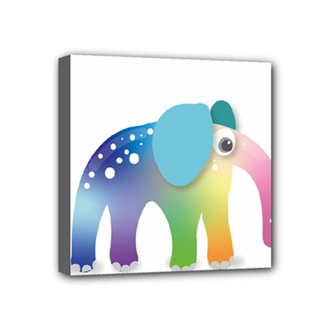 Illustrations Elephant Colorful Pachyderm Mini Canvas 4  X 4  (stretched)