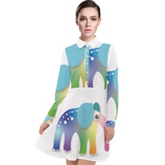 Illustrations Elephant Colorful Pachyderm Long Sleeve Chiffon Shirt Dress by HermanTelo