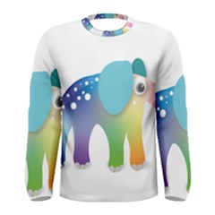 Illustrations Elephant Colorful Pachyderm Men s Long Sleeve Tee