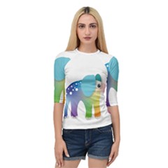 Illustrations Elephant Colorful Pachyderm Quarter Sleeve Raglan Tee