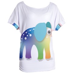 Illustrations Elephant Colorful Pachyderm Women s Oversized Tee