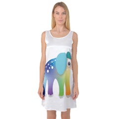 Illustrations Elephant Colorful Pachyderm Sleeveless Satin Nightdress