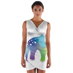 Illustrations Elephant Colorful Pachyderm Wrap Front Bodycon Dress