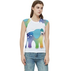 Illustrations Elephant Colorful Pachyderm Women s Raglan Cap Sleeve Tee