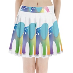 Illustrations Elephant Colorful Pachyderm Pleated Mini Skirt