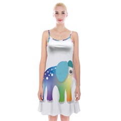 Illustrations Elephant Colorful Pachyderm Spaghetti Strap Velvet Dress