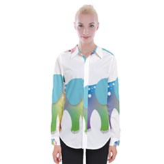 Illustrations Elephant Colorful Pachyderm Womens Long Sleeve Shirt