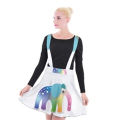 Illustrations Elephant Colorful Pachyderm Suspender Skater Skirt