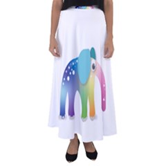 Illustrations Elephant Colorful Pachyderm Flared Maxi Skirt