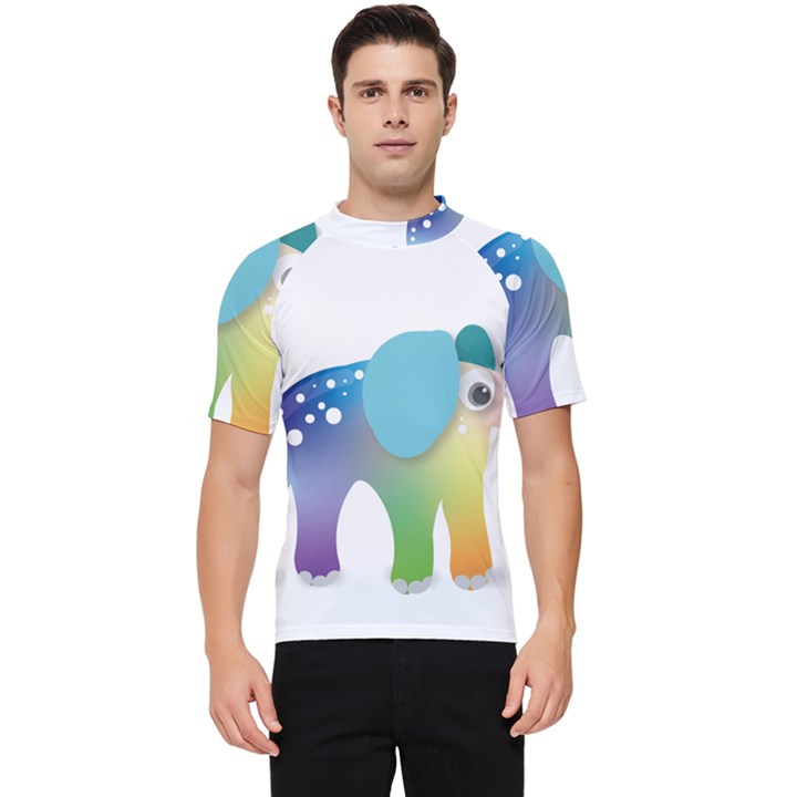 Illustrations Elephant Colorful Pachyderm Men s Short Sleeve Rash Guard