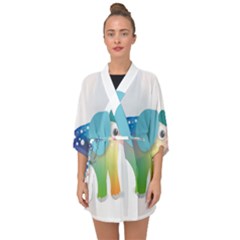 Illustrations Elephant Colorful Pachyderm Half Sleeve Chiffon Kimono